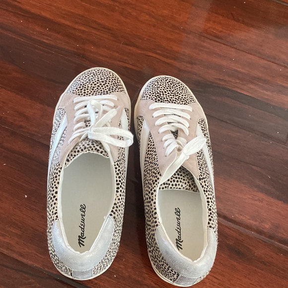 Madewell Leopard Print Sneakers - White and Tan Size 10 - Picture 2 of 8